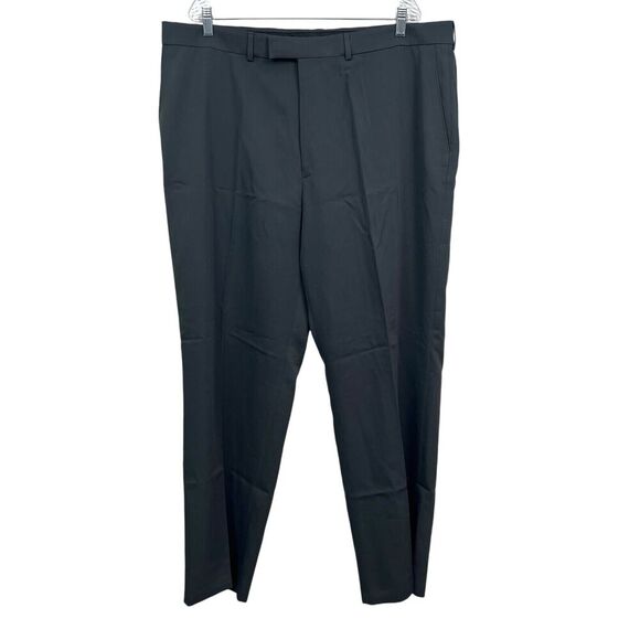 Haggar‎ Mens Dress Pants Relaxed Fit Stretch Straight Flex Waist Charcoal Sz 42 - Picture 1 of 6